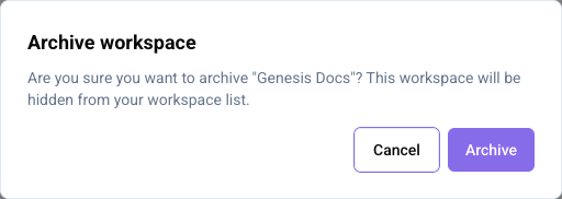 Screenshot of the archive confirmation dialog